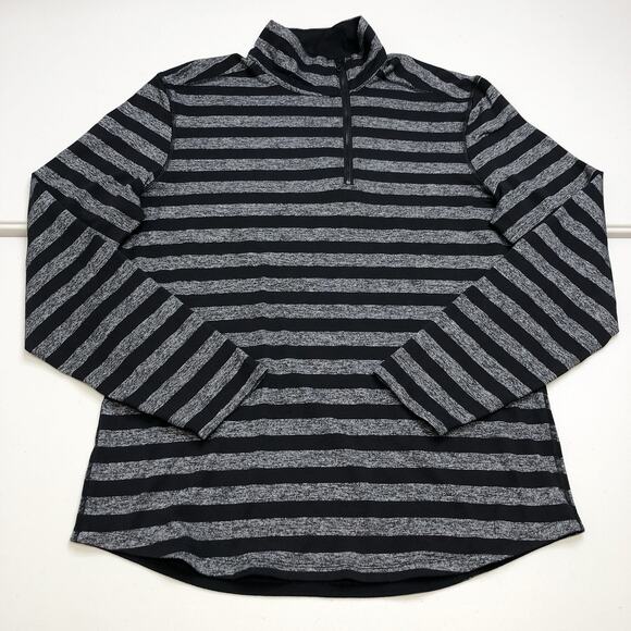 lululemon athletica Other - Lululemon Men's Striped Studio 1/2 Zip Black Gray Long sleeve Large